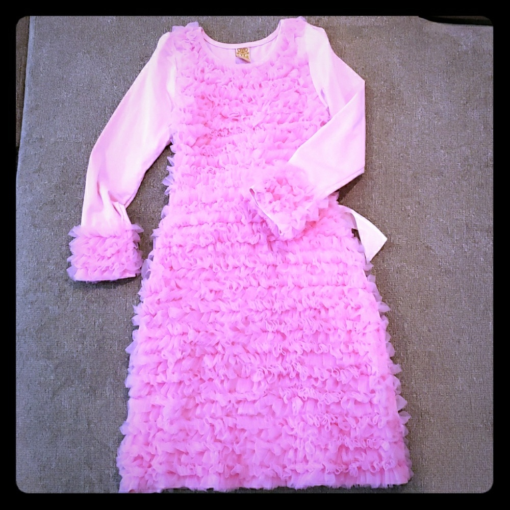 Pink Ruffled long sleeve dress